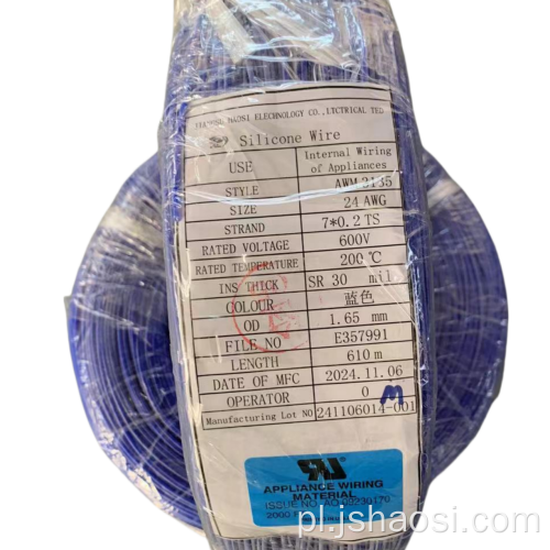 Anty-kwasowy UL3135 24# niebieski silikonowy drut elektryczny